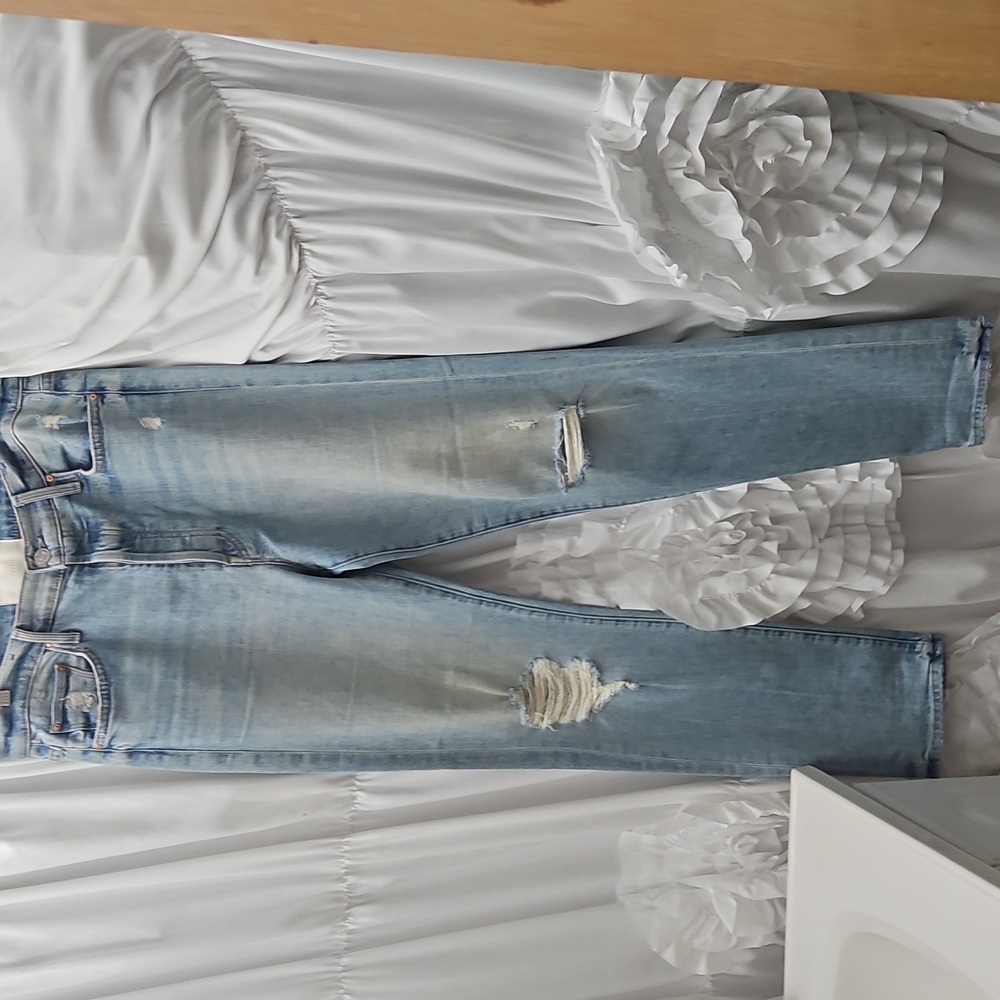 MOTHER SUPERIOR "The Huffy Skimp" Distressed Light Blue Women's Jeans ROPE'S END